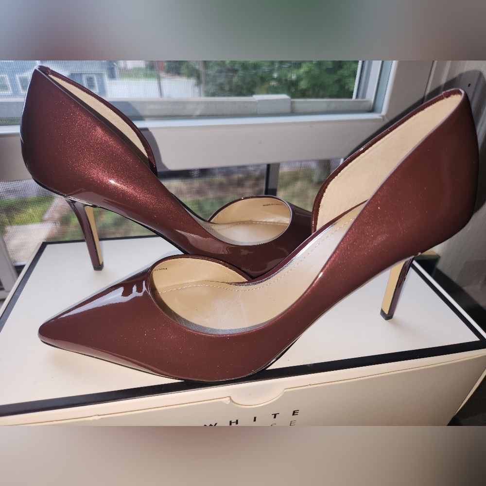 WHBM HEELS Ella Garnet 6 1/2 , Never worn